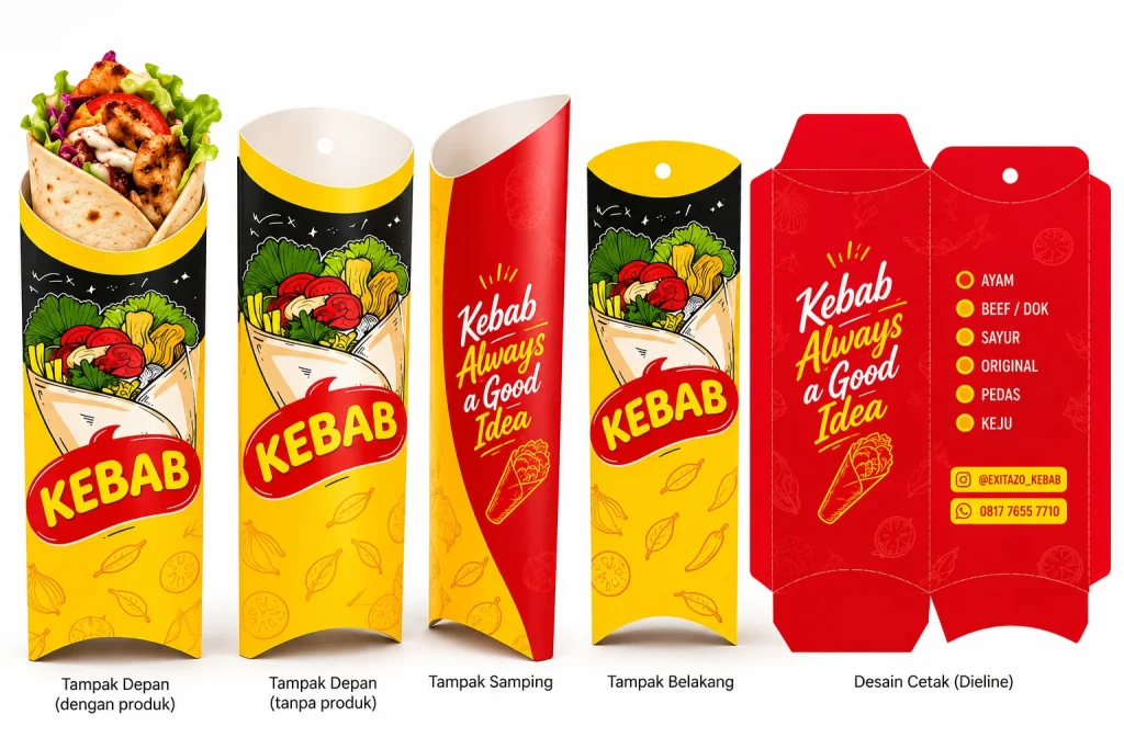 Kemasan Kebab Modern dan Dieline